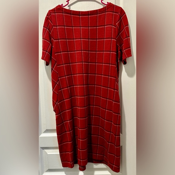 J. Jill Short Sleeve Ponte Rustic Brick Red Plaid Shift Dresss - Picture 6 of 8